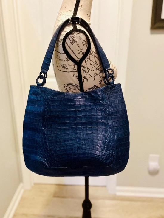 Nancy Gonzalez Handbags - Nancy Gonzalez Blue Exotic Skin Leather Tote Luxury Bag
